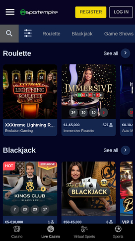 SportEmpire Casino Mobile Live Dealer