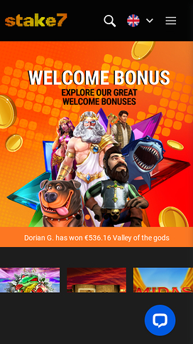 Página de inicio móvil de Stake7 Casino