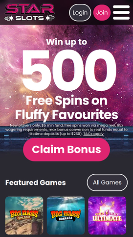 Star Slots Homepage Mobile