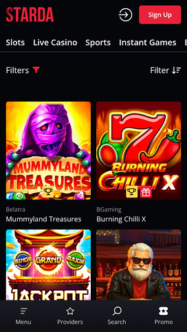 Juegos móviles de Starda Casino
