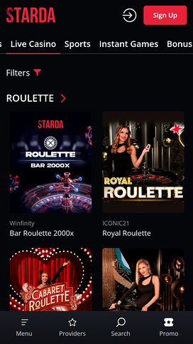 Crupier en vivo móvil de Starda Casino