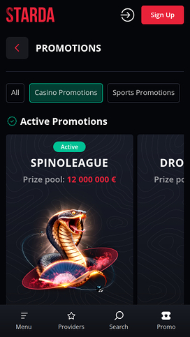 Promociones móviles de Starda Casino