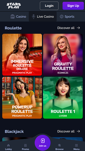 StarsPlay Casino Live Dealer