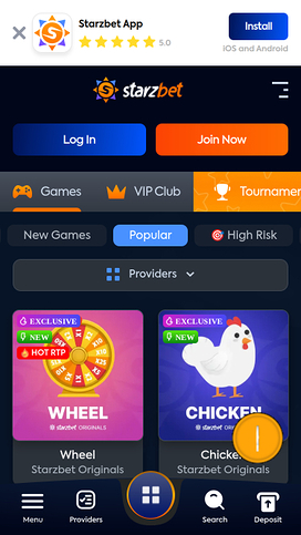 Juegos móviles de Starzbet Casino