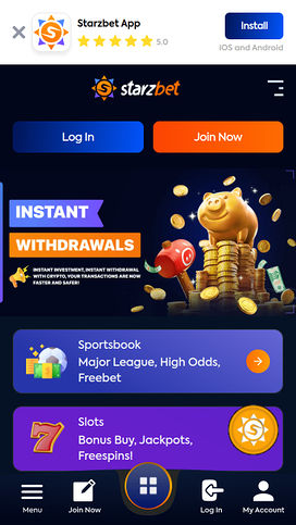 Página de inicio móvil del casino Starzbet
