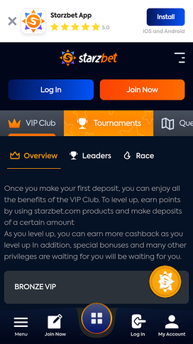 Starzbet Casino Móvil VIP
