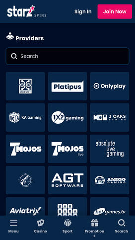 Desarrolladores de juegos móviles de StarzSpins Casino