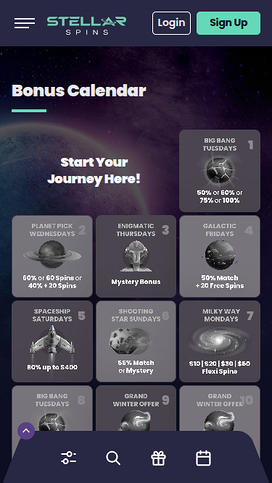 Stellar Spins Mobile Bonus Calendar