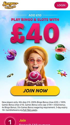 Sugar Bingo Casino Mobile Homepage
