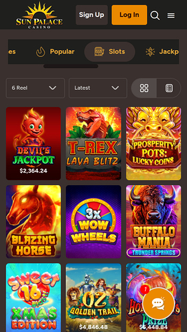 Juegos móviles del casino Sun Palace