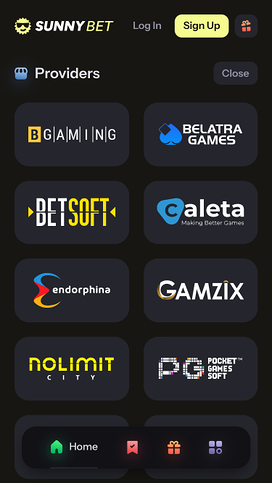 Desarrolladores de juegos móviles de SunnyBet Casino