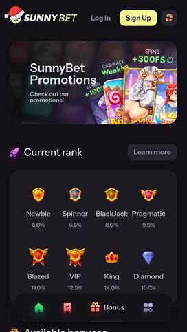 Promociones del Casino SunnyBet Móvil