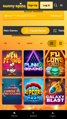 Juegos casuales para móviles del casino Sunnyspins