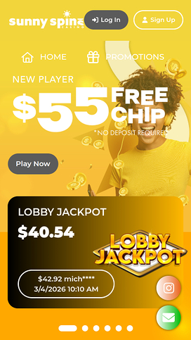 Página de inicio móvil de Sunnyspins Casino