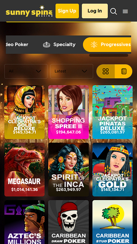 Jackpot móvil del casino Sunnyspins
