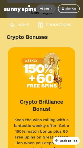Promociones móviles del casino Sunnyspins
