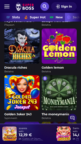 SuperBoss Casino Mobile Jackpot