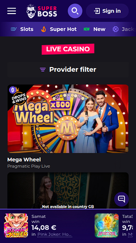 SuperBoss Casino Mobile Live Dealer