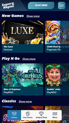 SuperNopea Casino Mobile Games