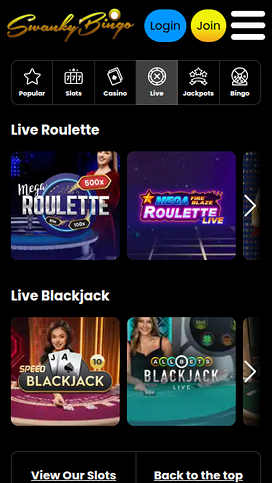 Swanky Bingo Mobile Live Dealer