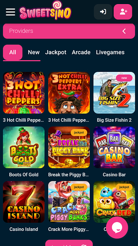 Sweetsino Games Mobile Screenshot