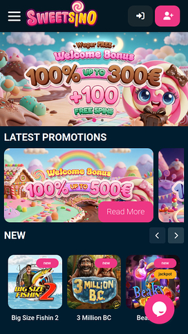 Sweetsino Homepage Mobile Screenshot
