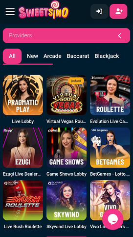 Sweetsino Live Dealer Mobile Screenshot