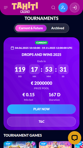 Tahiti Casino Mobile Tournaments