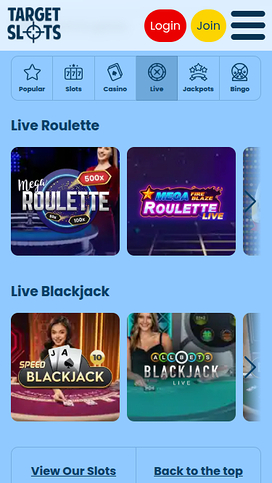Target Slots Mobile Live Dealer