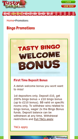 Tasty Bingo Mobile Promotions