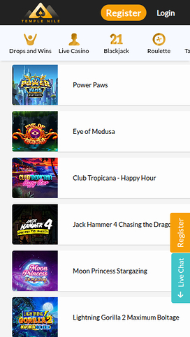 Temple Nile Casino Mobile Games