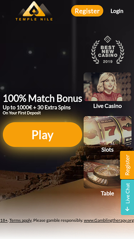 Temple Nile Casino Mobile Homepage