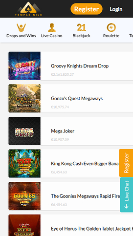 Temple Nile Casino Mobile Jackpot