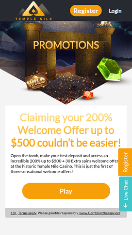 Temple Nile Casino Mobile Promotions
