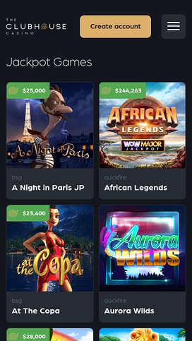 The Club House Casino Mobile Jackpot