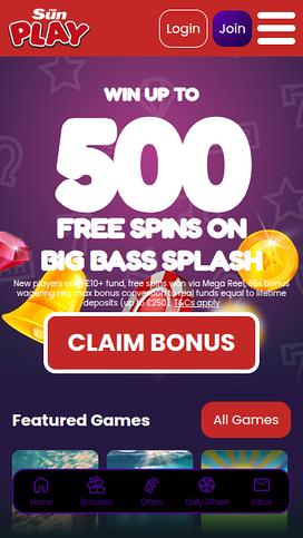 The Sun Play Casino Mobile Homepage