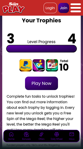The Sun Play Casino Mobile Trophies