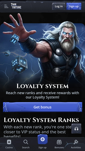 Captura de pantalla móvil VIP del casino Thorfortune