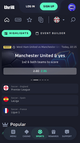 Thrill Casino Mobile Sports