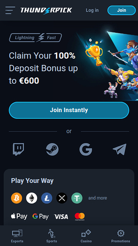 ThunderPick Casino Mobile Homepage