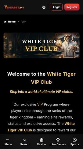 Página móvil VIP del casino TigerBet247