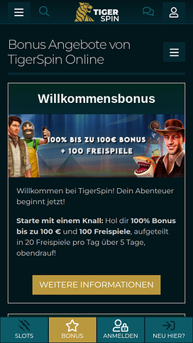 TigerSpin Casino Mobile Promotions