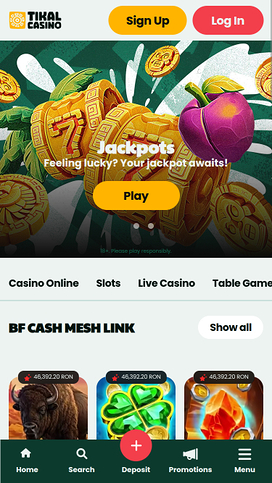 Jackpot móvil del casino Tikal