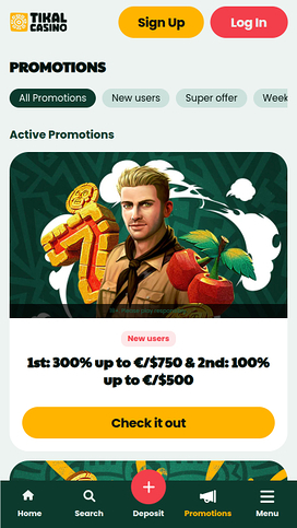 Promociones móviles del casino Tikal
