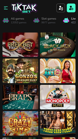 TikTakBet Casino Mobile Live Dealer