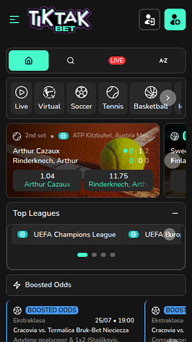 TikTakBet Casino Mobile Sports