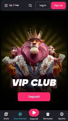 VIP mobile page screenshot of TipTop Casino