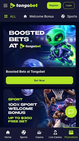 Página móvil de promociones de TongoBet Casino