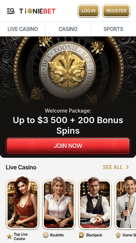 ToonieBet Casino Mobile Homepage