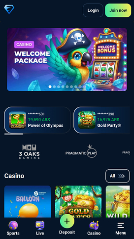 Topacio Casino Mobile Homepage